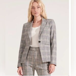 Veronica Beard Gia Dickey Blazer blue and grey glen plaid pattern Sz 12